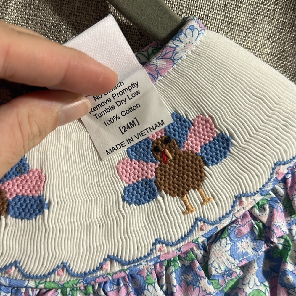 Stitchy Fish smocked turkey dress, size 24 month - Picture 5 of 5